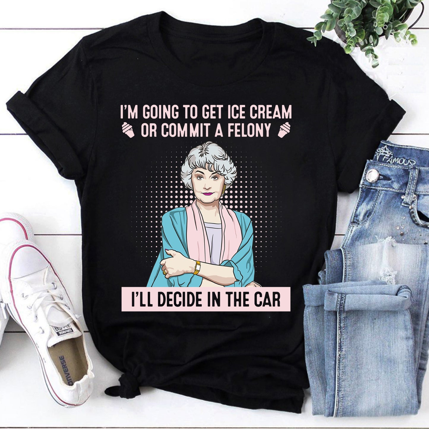 Funny Retro Grandma Sweatshirt - Ice Cream or Commit a Felony Quote