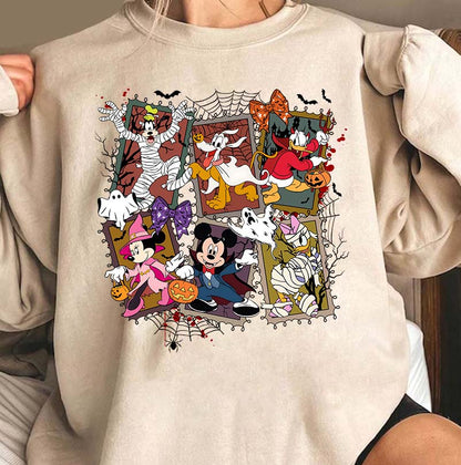Halloween Disney Cartoon Characters Shirt - Mickey, Minnie & Friends Spooky Tee