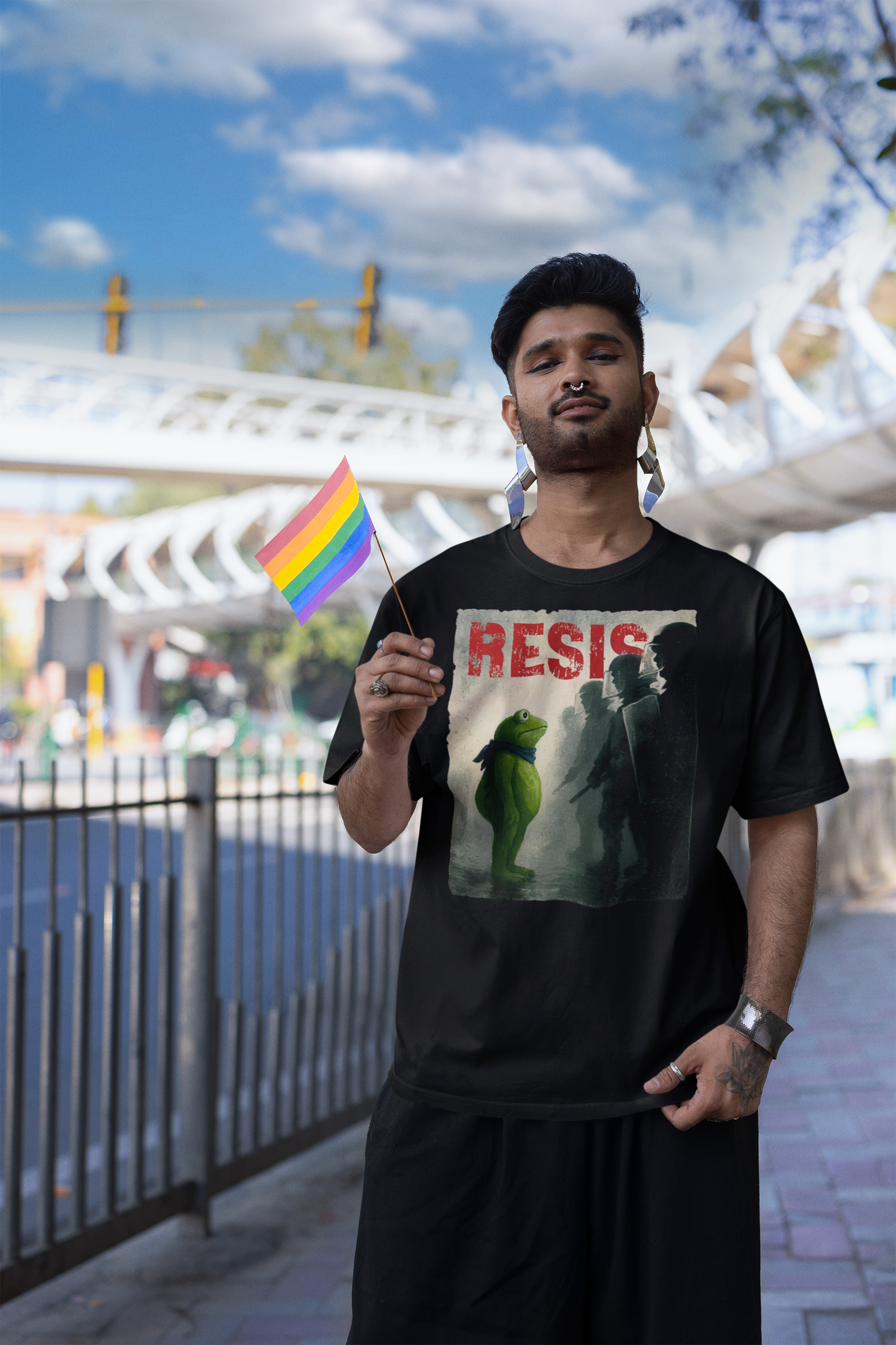 Resist Kermit Frog Protest Graphic Tee - Funny Political Satire T-Shirt