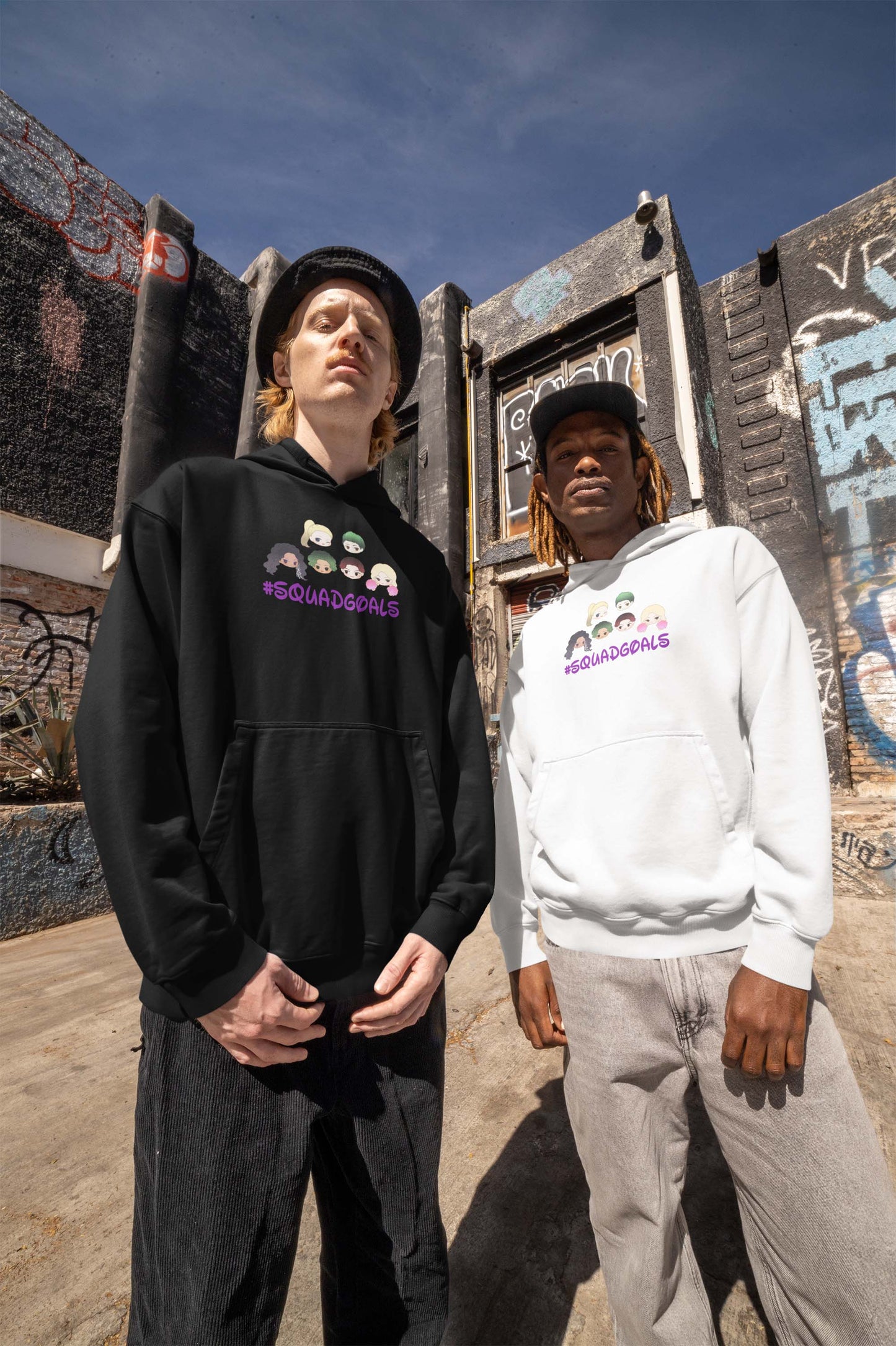 #SquadGoals T-Shirt with Cute Cartoon Faces Graphic Tee for Friendship Fans