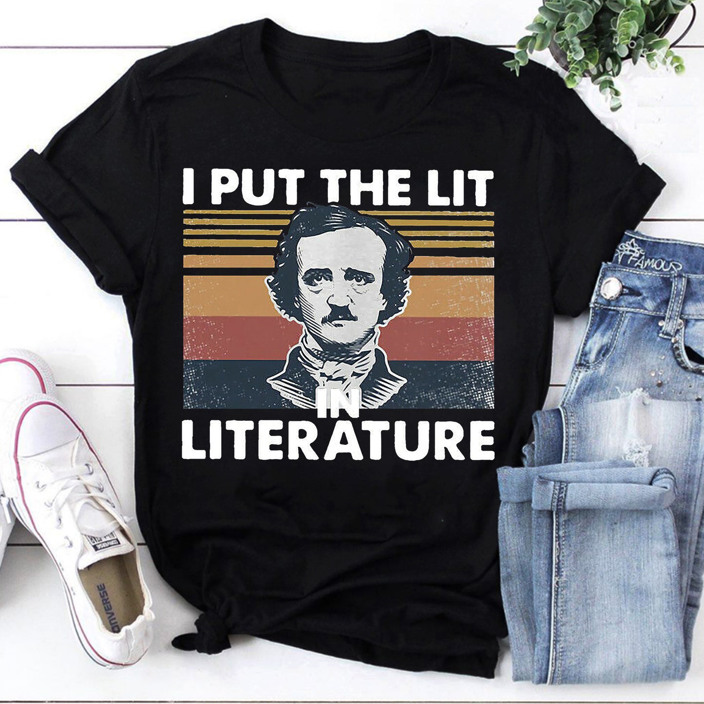 Put The Lit In Literature Edgar Allan Poe Sweatshirt - Vintage Literary Quote Sweater