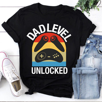 Dad Level Unlocked Gaming Controller T-Shirt - Fun Gamer Dad Gift Tee