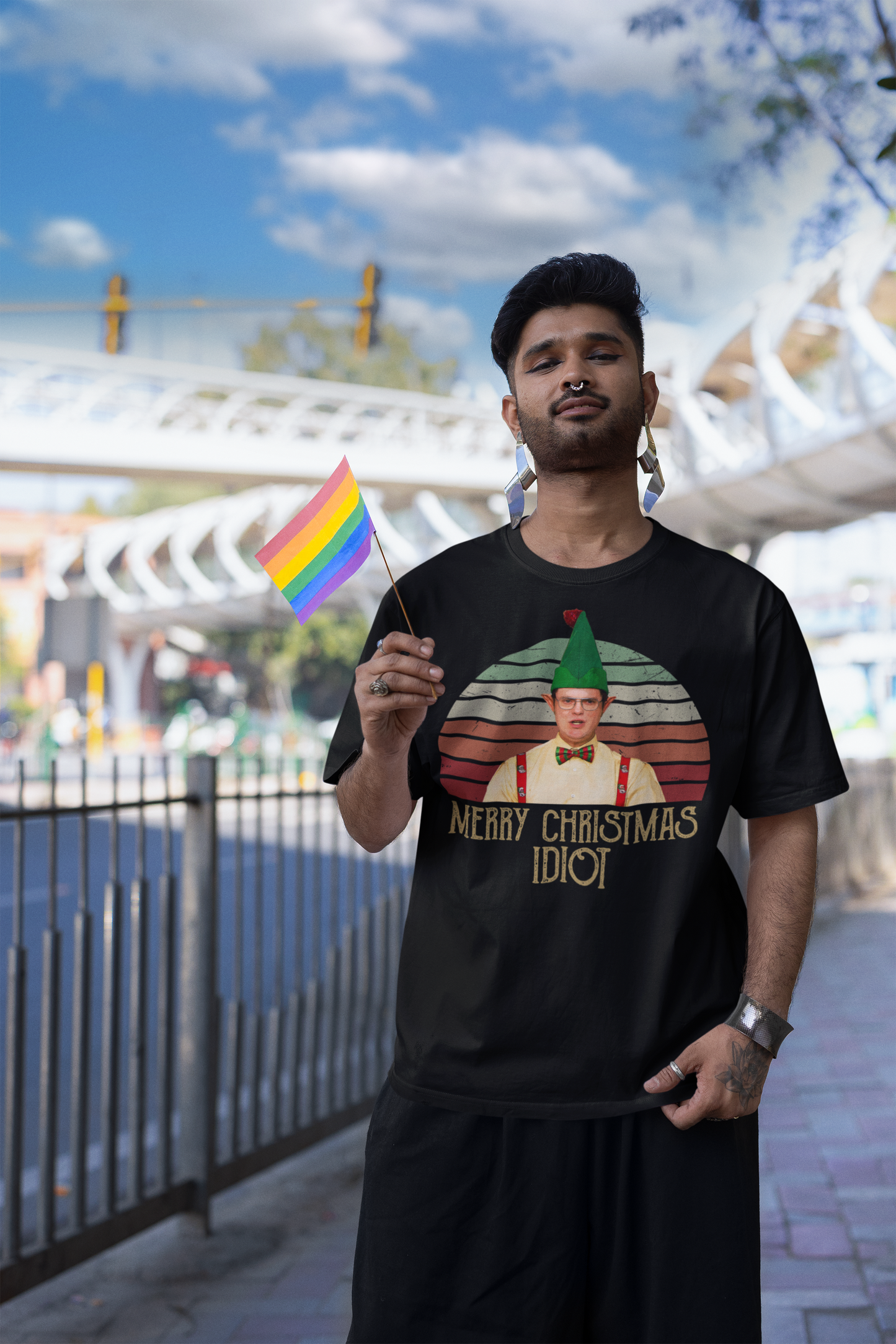 Merry Christmas Idiot Dwight Schrute Elf Shirt Holiday Tee