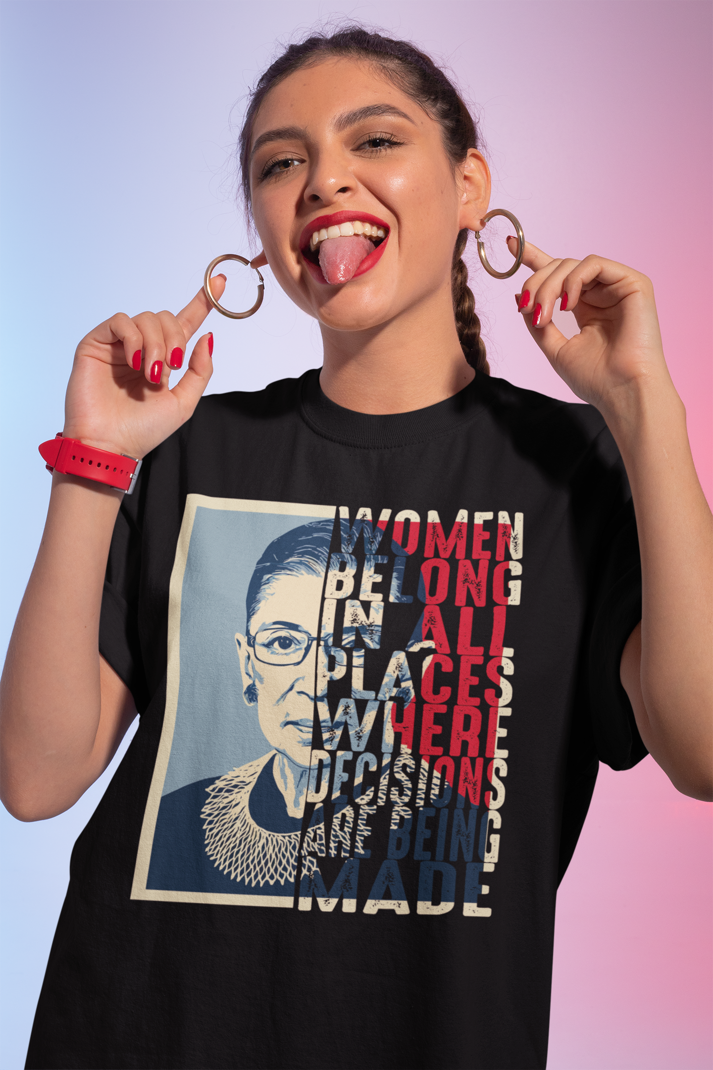 Ruth Bader Ginsburg Women Belong In All Places Graphic Tee
