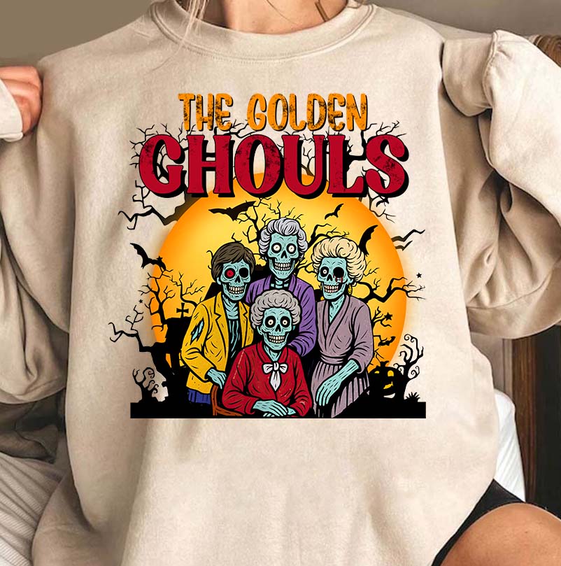 The Golden Ghouls Vintage Skeleton Grandmas Halloween Shirt