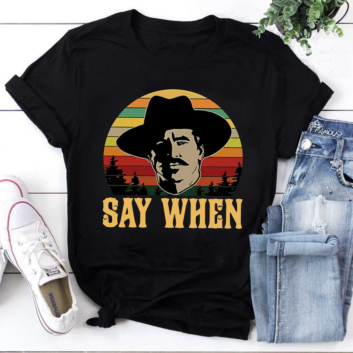 Vintage Say When Western Cowboy Graphic Sweatshirt