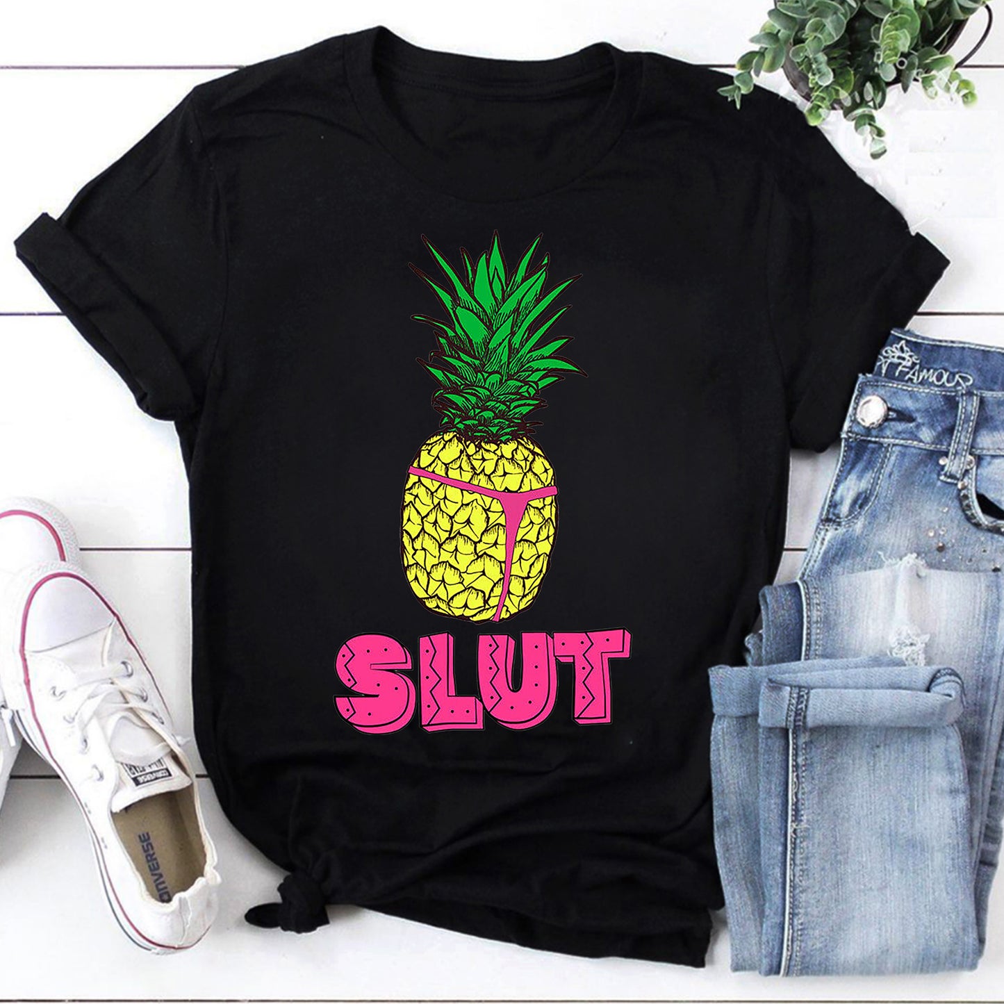 Bold Pineapple Slut Graphic Tee - Fun, Edgy Pineapple Shirt