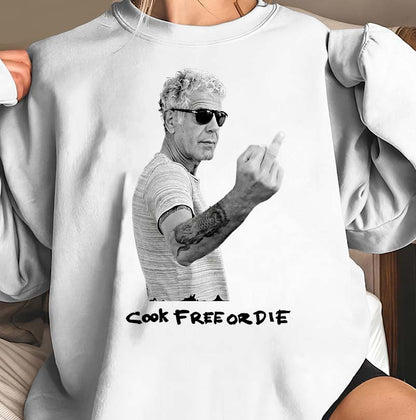 Chef Anthony Bourdain Cook Free Or Die T-Shirt - Edgy Culinary Graphic Tee