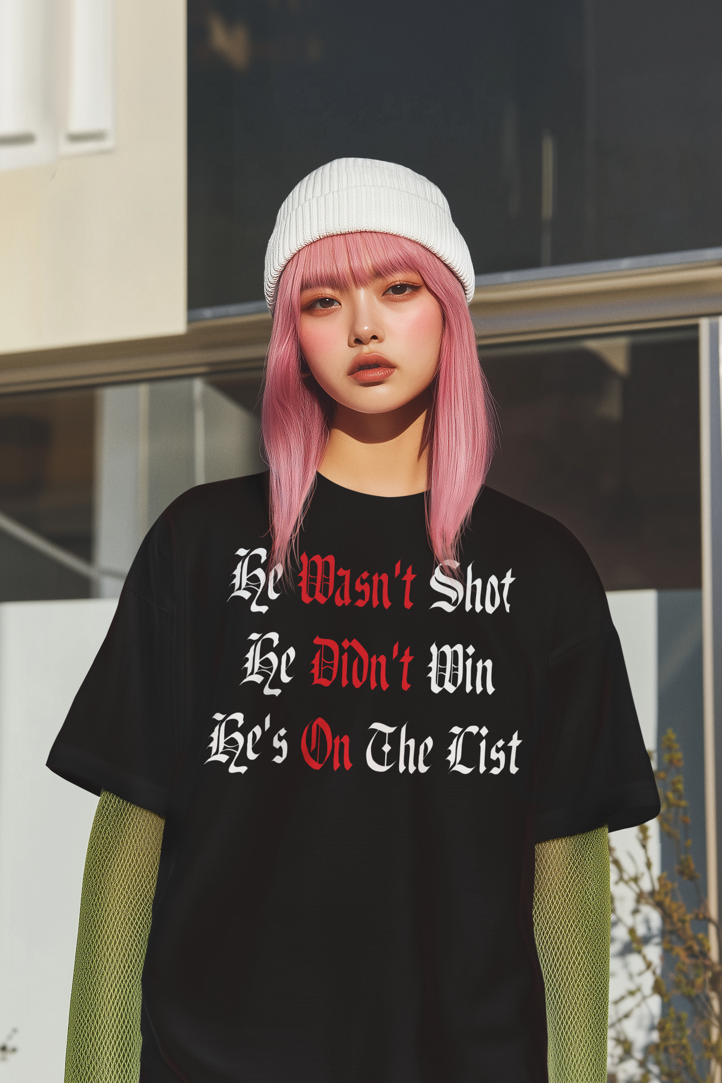 He Wasn't Shot He Didn't Win He's On The List Hoodie - Bold Gothic Quote Sweatshirt