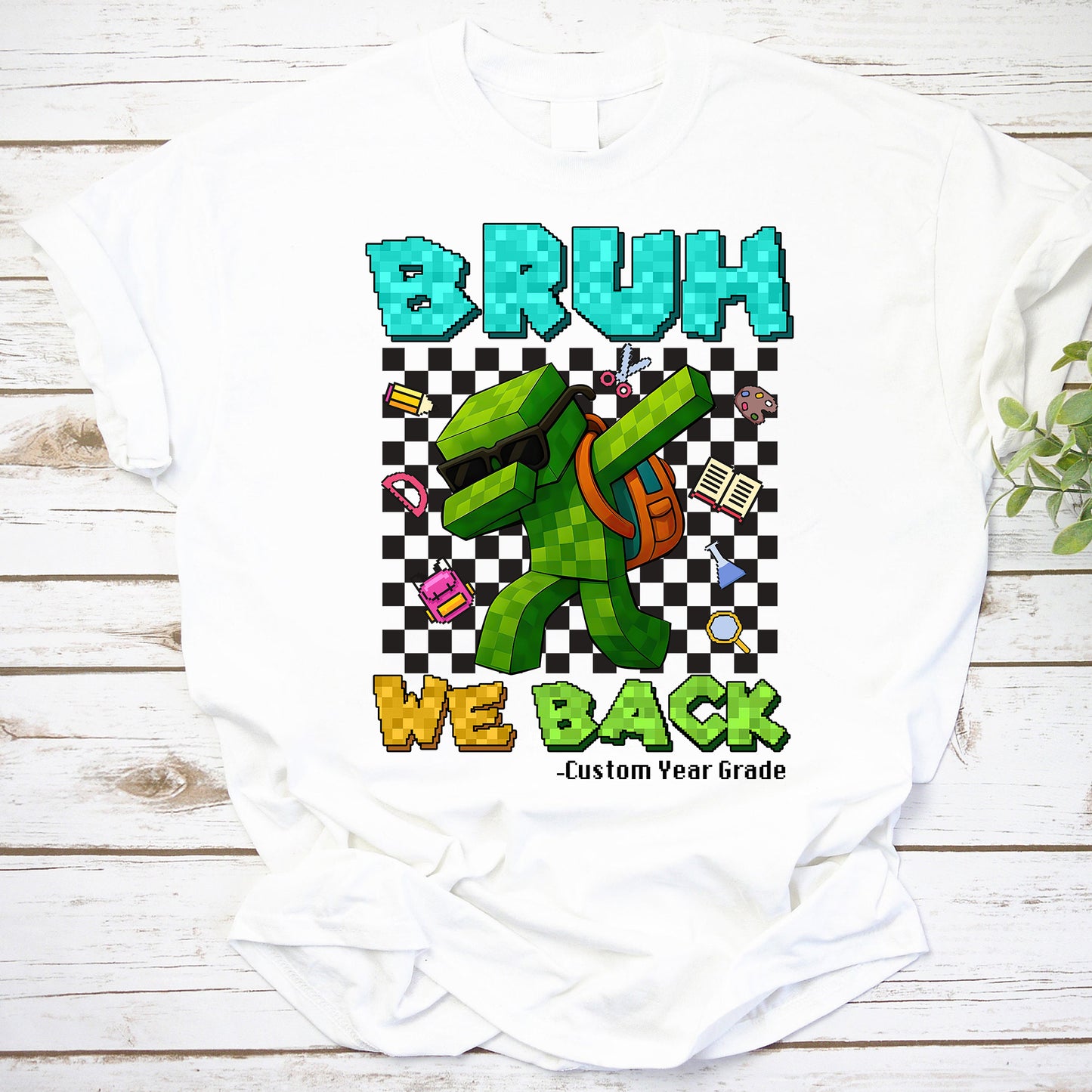 Minecraft Inspired Back to School T-Shirt for Custom Year Grade