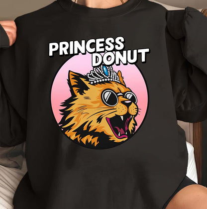Princess Donut Cat Graphic T-Shirt - Fun Cat Lover Gift Tee