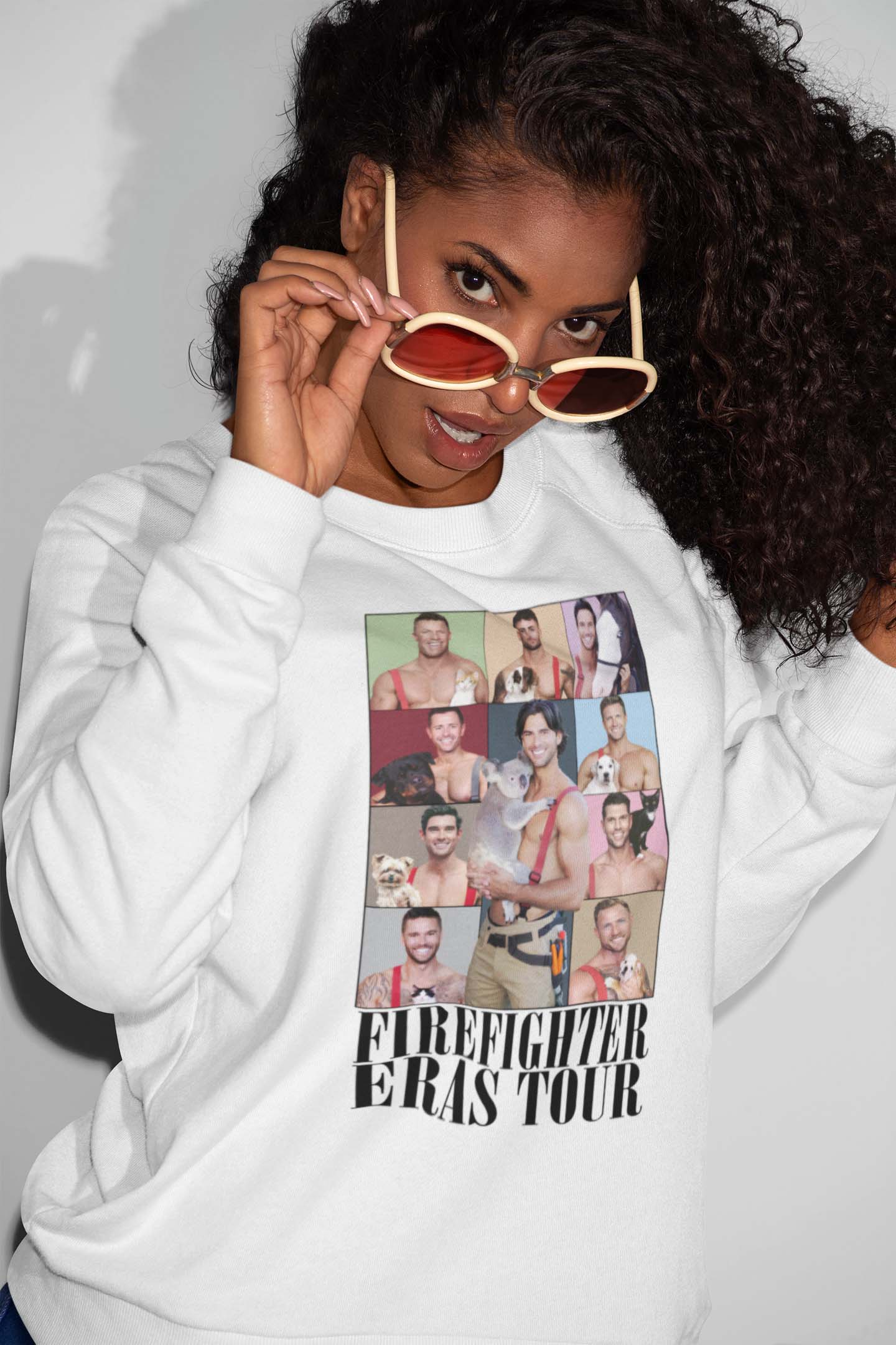 Firefighter Men with Pets Funny Graphic T-Shirt for Animal Lovers