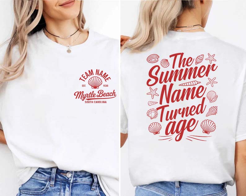 Custom Myrtle Beach Summer Birthday T-Shirts for Couples