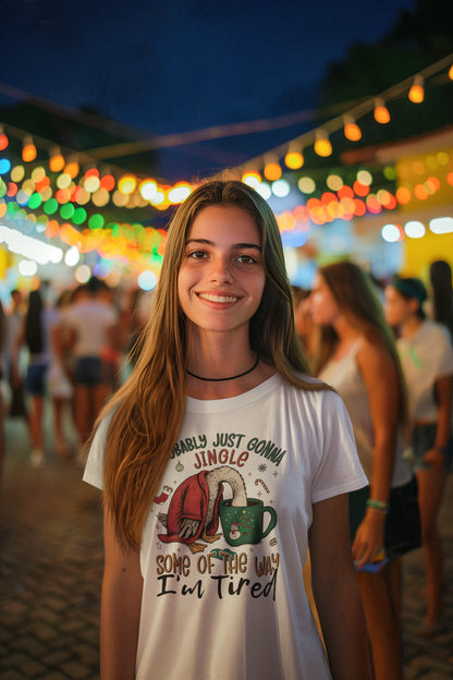 Funny Christmas Goose Shirt - Probably Just Gonna Jingle Some of the Way I'm Tired Tee