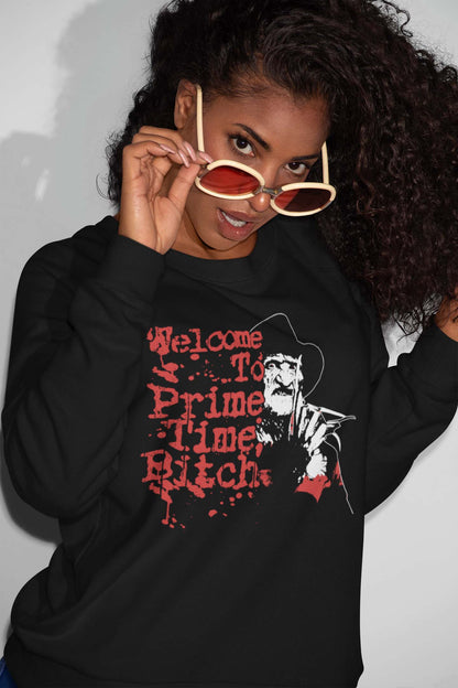 Horror Freddy Krueger Welcome To Prime Time Sweatshirt