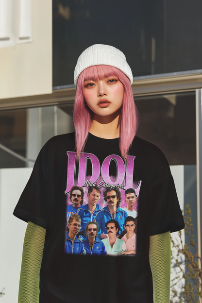 IDOL Mind Enterprises Graphic Retro T-Shirt Vintage Inspired Blue Track Jacket Design