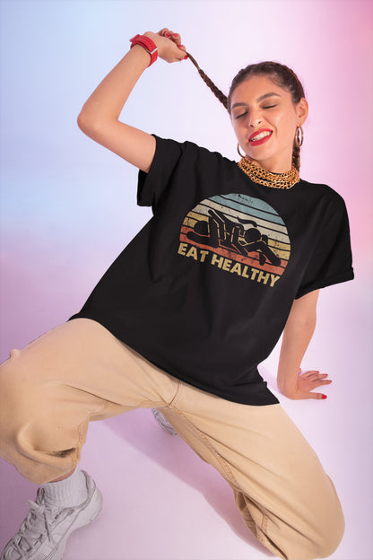 Vintage Eat Healthy Retro T-Shirt – Wellness & Nutrition Graphic Tee