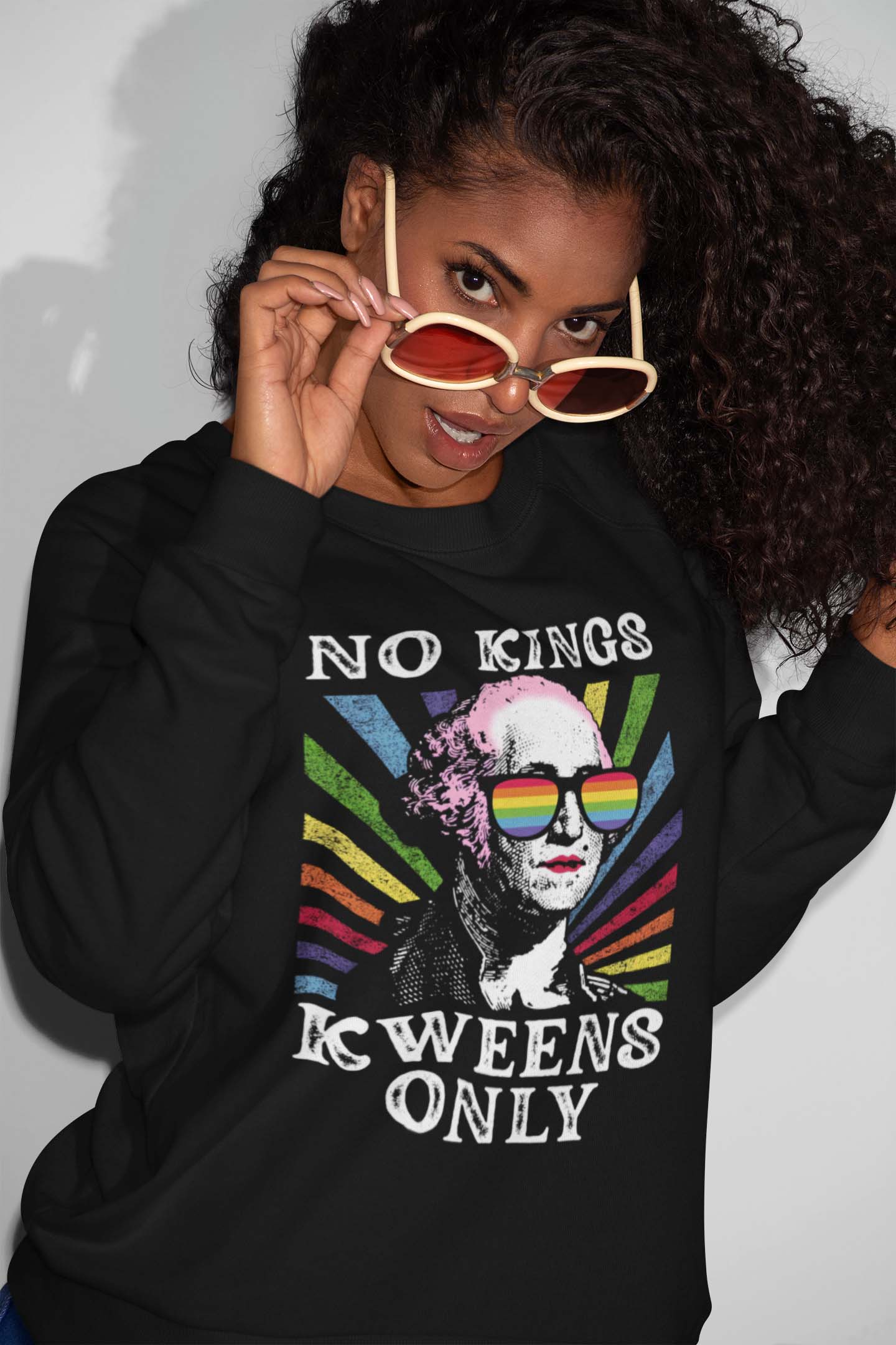 No Kings Queens Only Rainbow Pride T-Shirt - LGBTQ+ Empowerment Graphic Tee