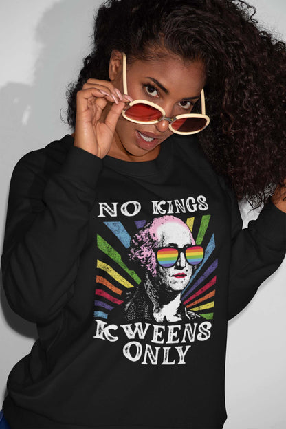 No Kings Queens Only Rainbow Pride T-Shirt - LGBTQ+ Empowerment Graphic Tee