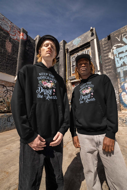 Keep The Immigrants Deport The Racists Floral T-Shirt Anti-Racism Statement Tee