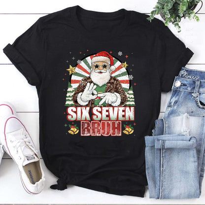 Six Seven Bruh Funny Santa Hoodie Christmas Sweatshirt