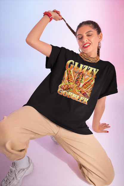 Glizzy Gobbler Hot Dog Lover Graphic T-Shirt Fun Party Tee