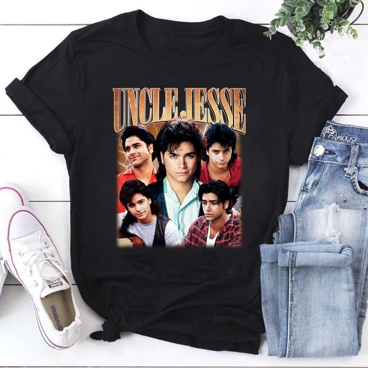 Vintage Uncle Jesse Full Cast Graphic Tee - Full House Fan Shirt