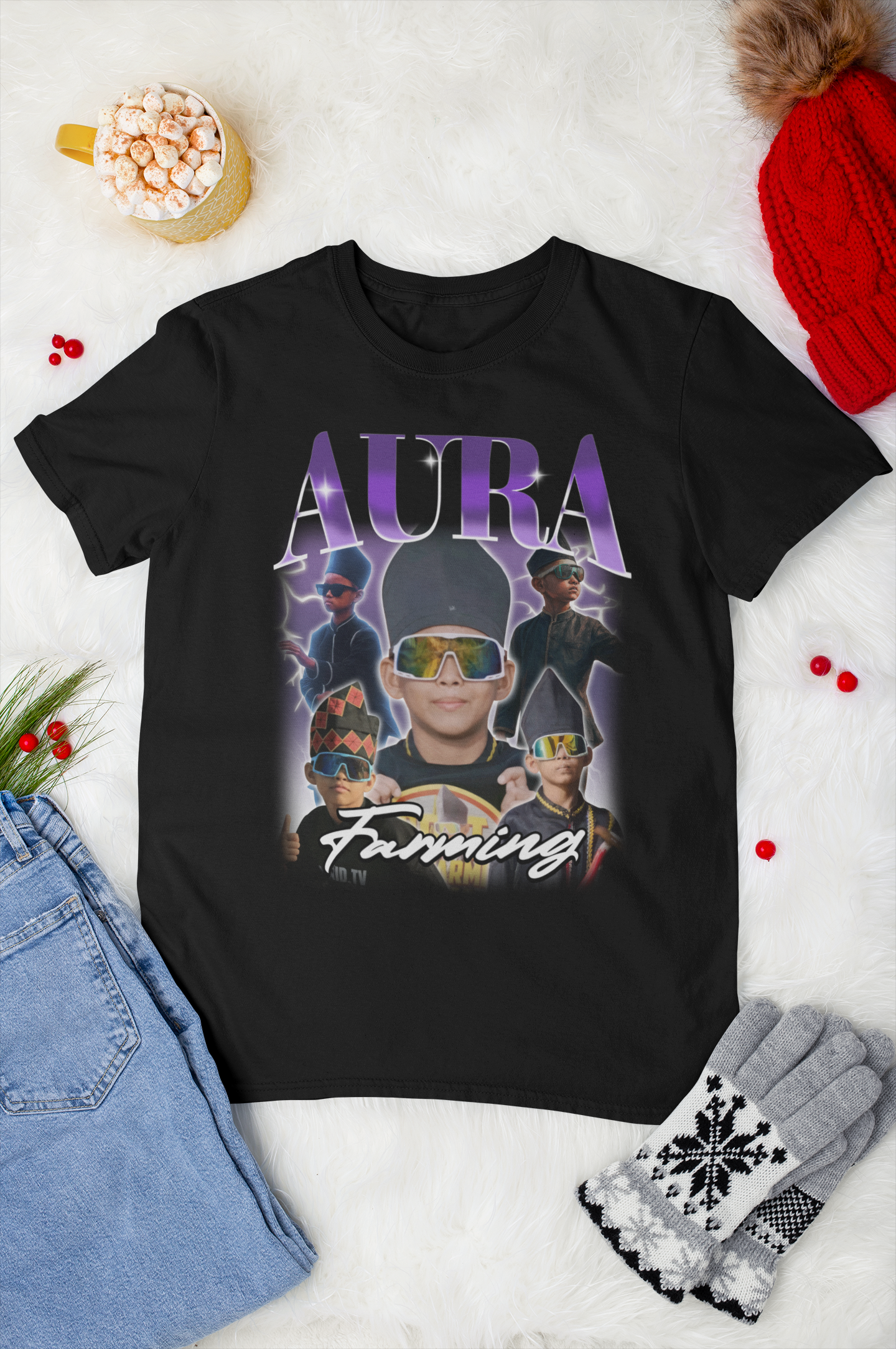 Aura Farming Hoodie with Retro Futuristic Sunglasses Design