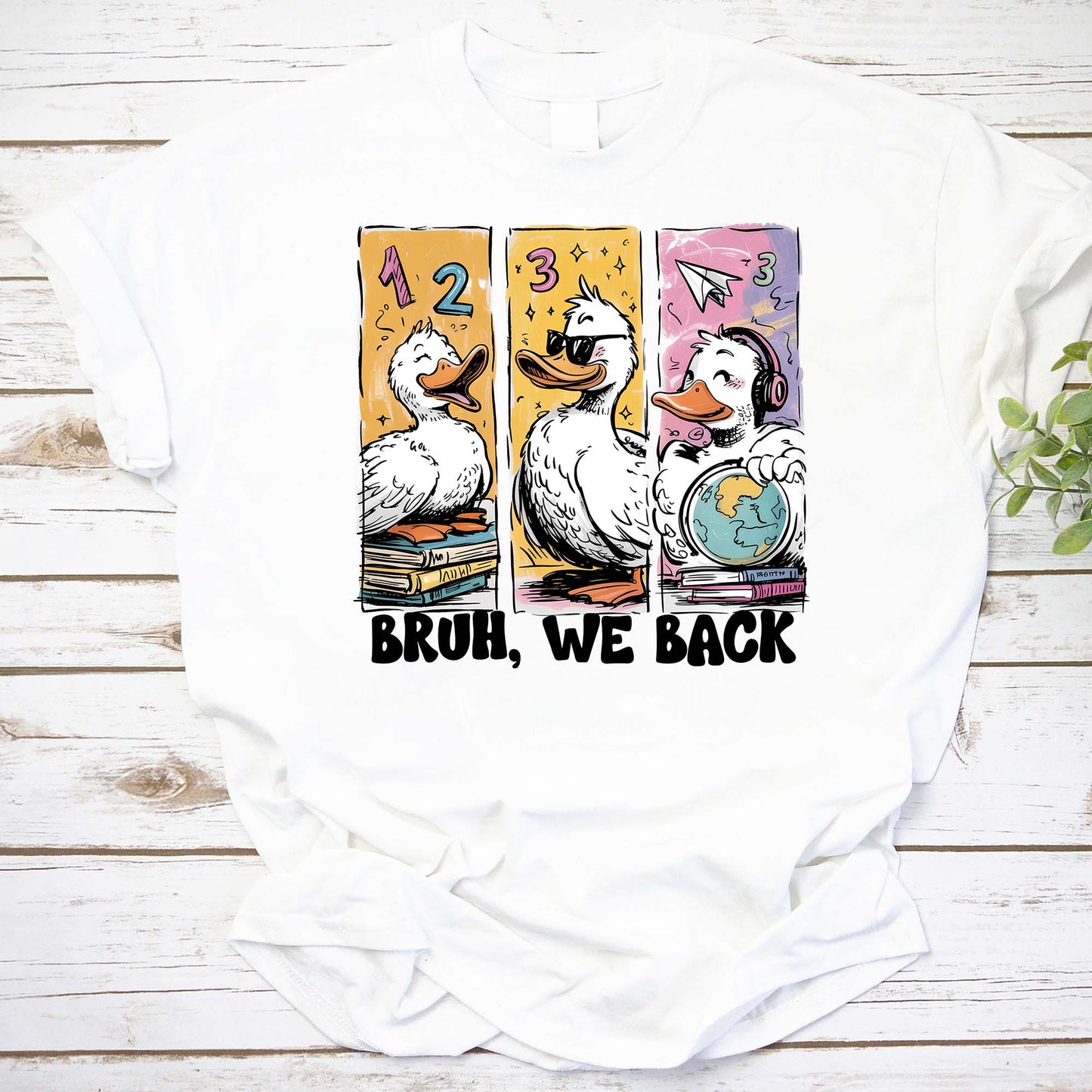 Bruh We Back Hoodie with Funny Duck Cartoon Graphic