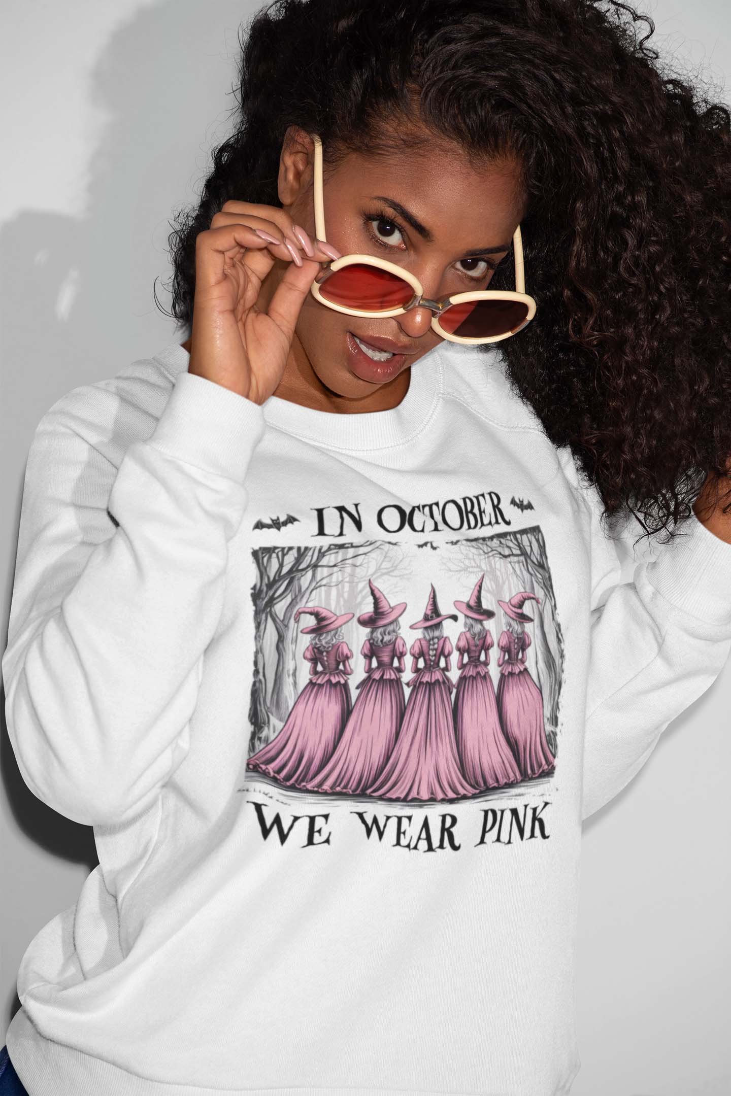 In October We Wear Pink Witch Halloween T-Shirt