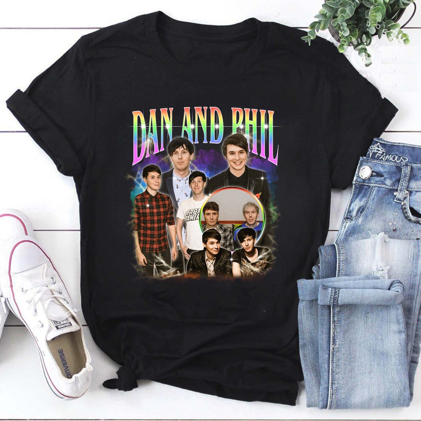 Dan and Phil Collage Black Hoodie - Unique Fan Sweatshirt for Dan and Phil Fans