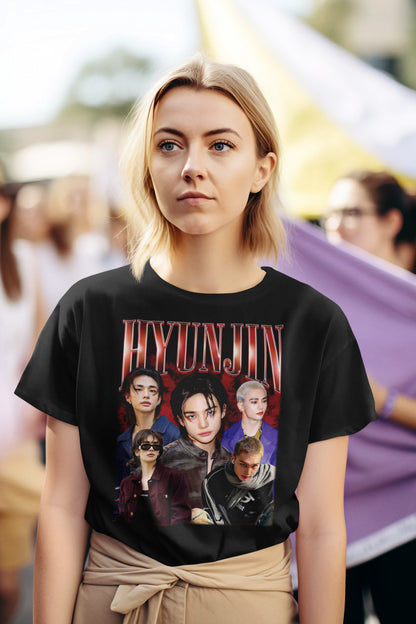 HYUNJIN K-POP Fan T-Shirt - Custom K-POP Group Design for HYUNJIN Fans, Unique Music Gift