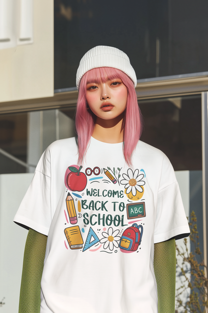 Welcome Back to School T-Shirt with Cute School Supplies Design