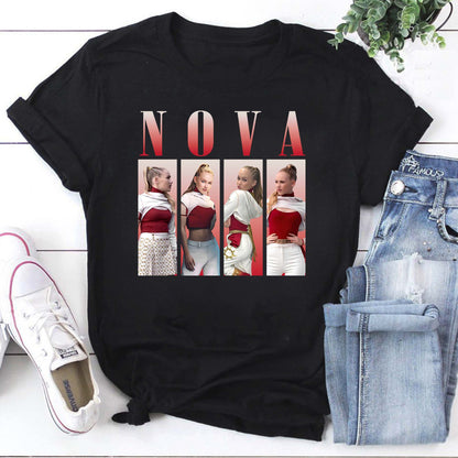 Nova Graphic Hoodie with Retro Style Model Collage - Cozy White Sweatshirt