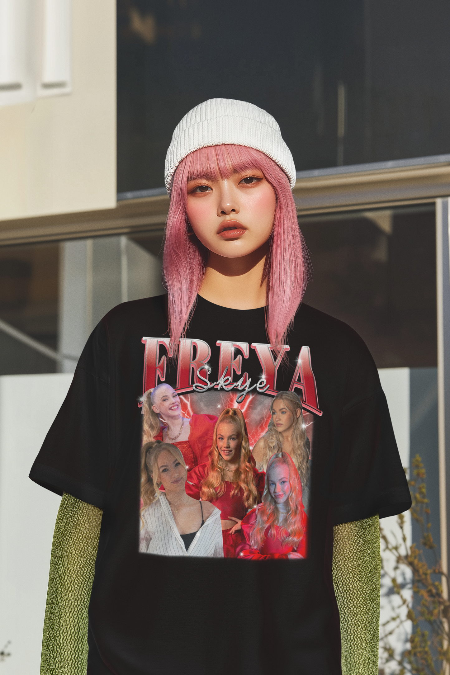 Freya Skye Fan Art Graphic Tee - Collage Style Black T-Shirt for Fans