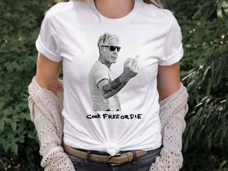 Chef Anthony Bourdain Cook Free Or Die T-Shirt - Edgy Culinary Graphic Tee