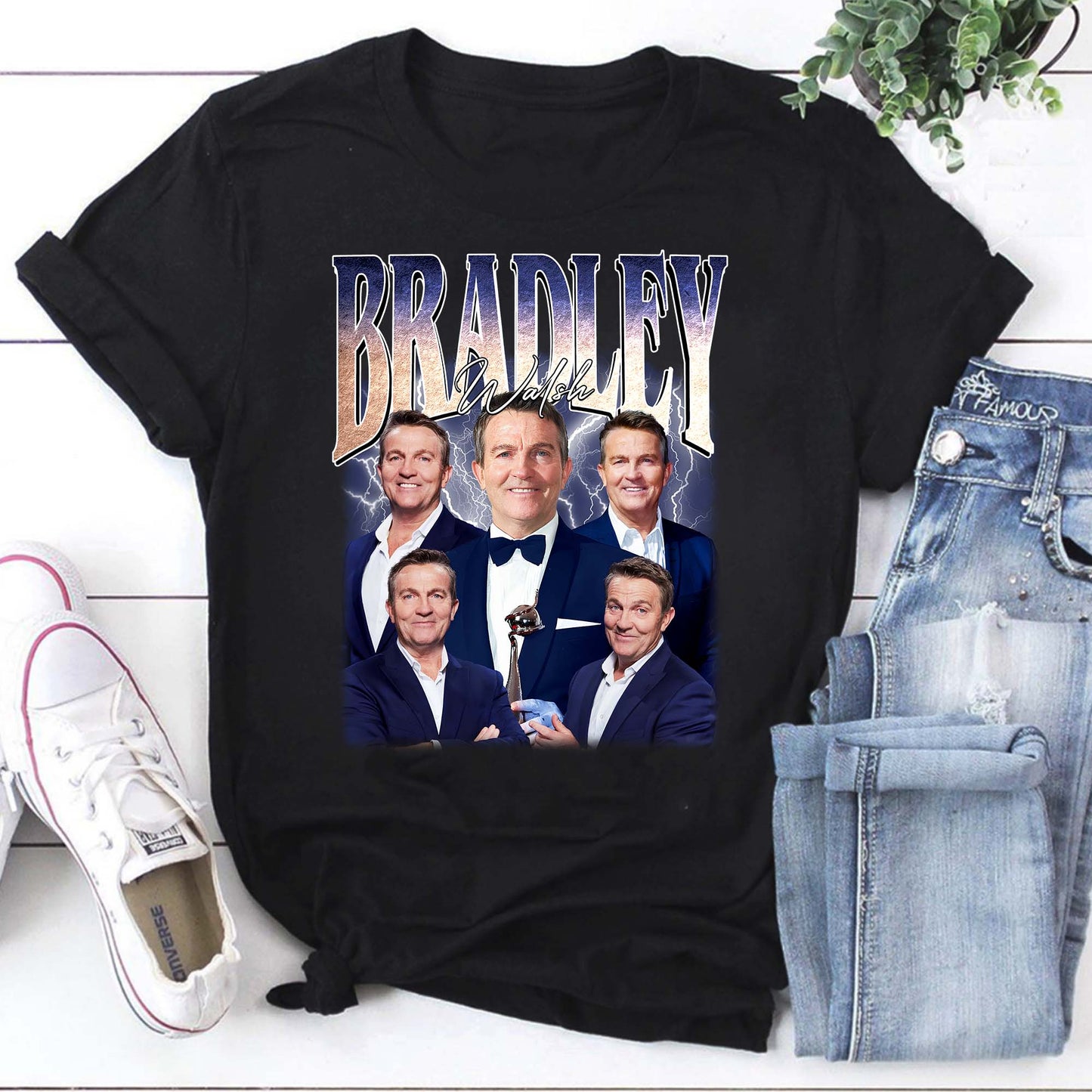 Bradley Walsh Graphic Hoodie - Retro Style Multi-Image Design in Black Sweatshirt