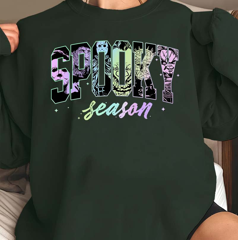 Spooky Season Halloween Shirt with Horror Icon Letters
