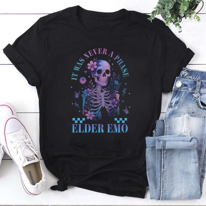 Elder Emo Skeleton Hoodie - It Was Never a Phase Graphic Sweatshirt