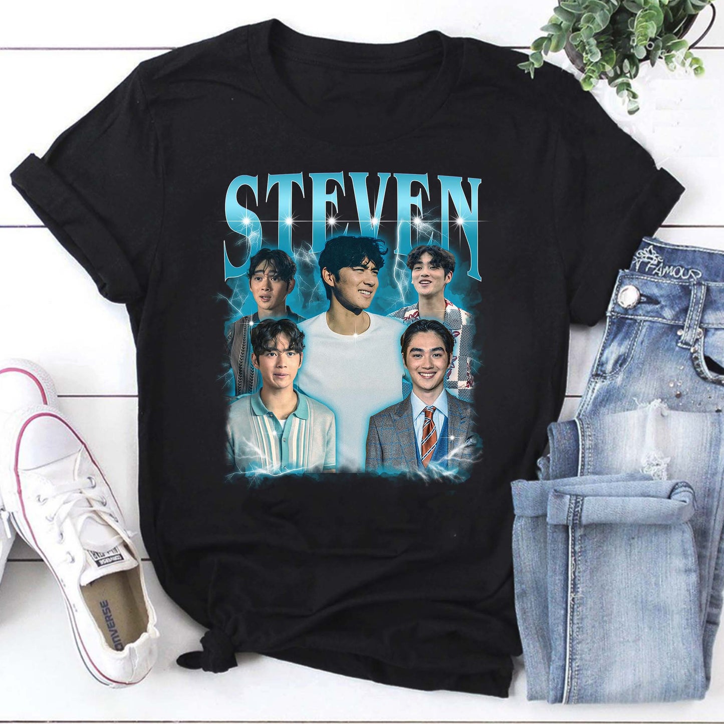 Steven Graphic Hoodie with Multiple Portraits Unisex Pullover Sweatshirt