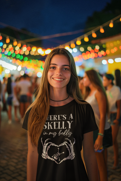 There's A Skelly In My Belly Halloween Pregnancy Shirt