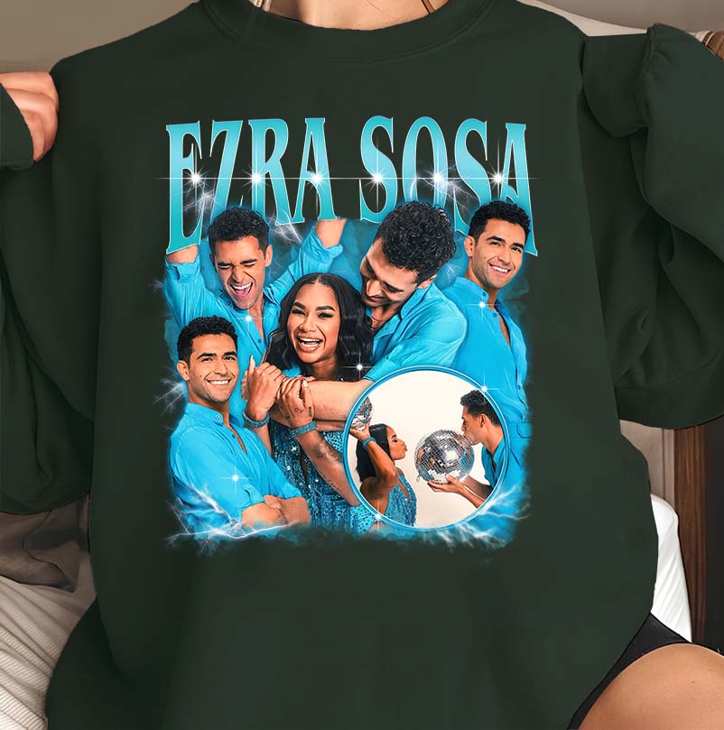 Ezra Sosa Graphic Tee - Dance Couple Fan Shirt with Vibrant Blue Design