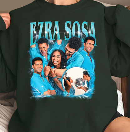 Ezra Sosa Graphic Tee - Dance Couple Fan Shirt with Vibrant Blue Design