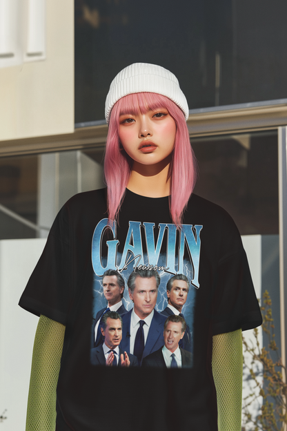 Gavin Newsom Political Graphic Tee – Bold Governor Portrait Shirt