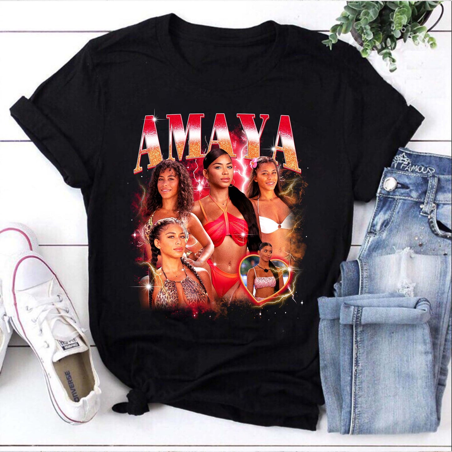 Amaya Personalized Photo Collage T-Shirt - Custom Name Graphic Tee