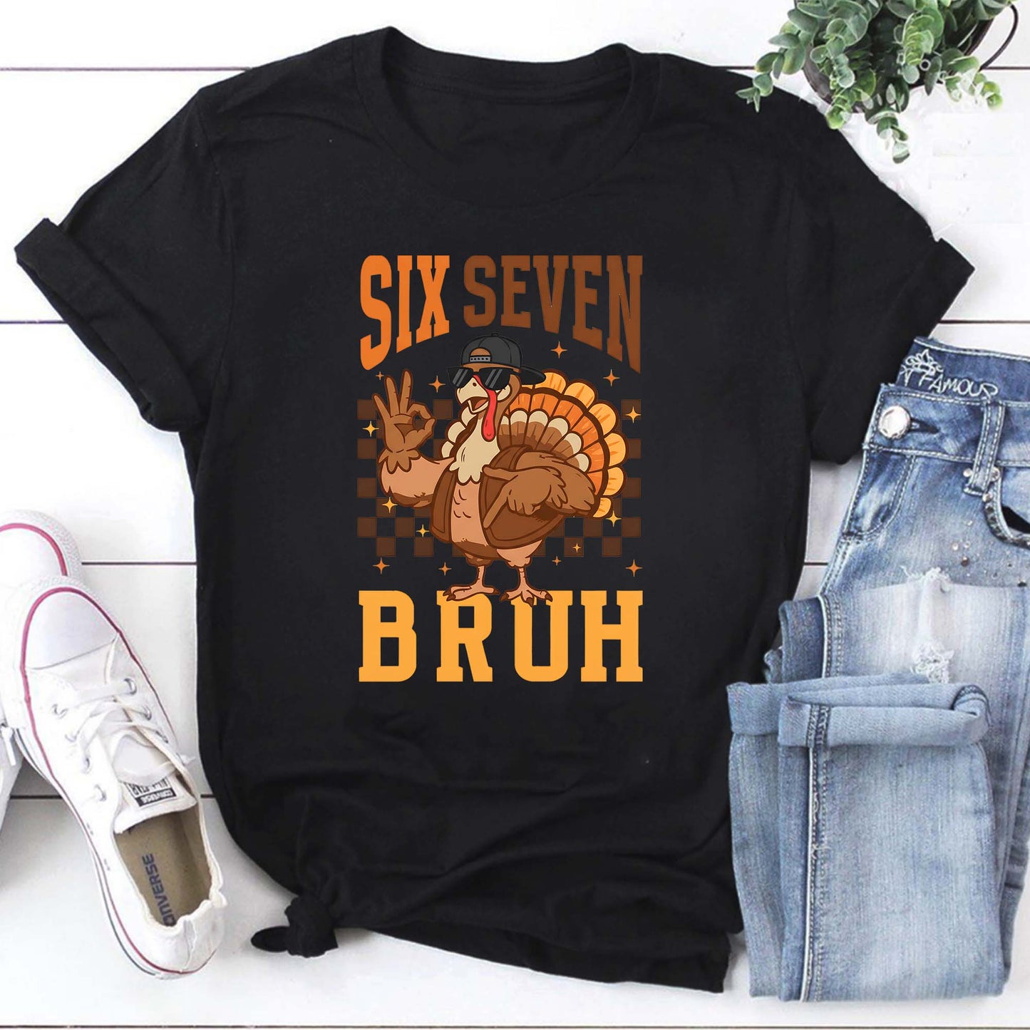 Six Seven Bruh Turkey Hoodie - Funny Thanksgiving Sweatshirt for Men & Women