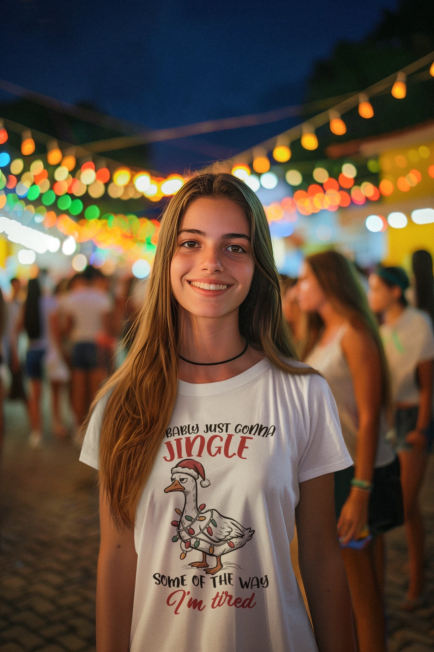 Funny Christmas Goose T-Shirt - Probably Just Gonna Jingle I'm Tired Holiday Tee