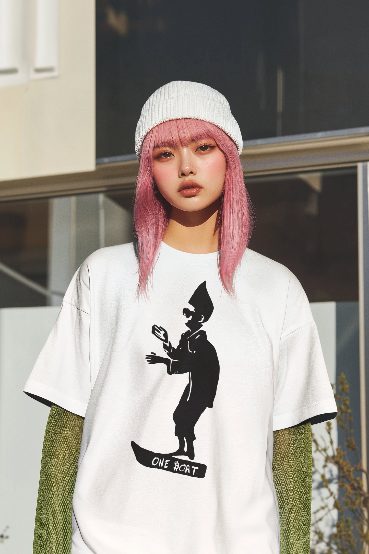 One Boat Skateboarding Silhouette Graphic Tee - Unisex Casual White Shirt