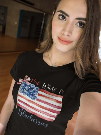 Red White & Blueberries Patriotic Hoodie - American Flag with Blueberry Design