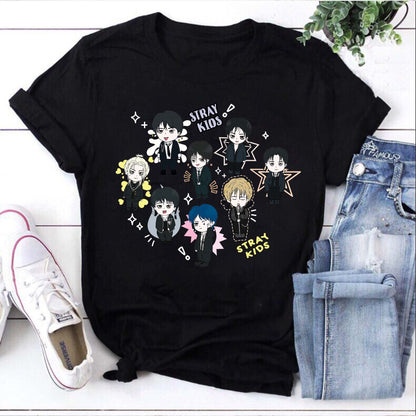 Stray Kids Kpop Cartoon Characters T-Shirt for Fans